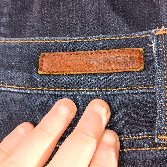 Mid Rise Designer EXPRESS JEANS Dark Blue Wash Denim Midrise Leggings (#1,161) - Picture 6 of 6